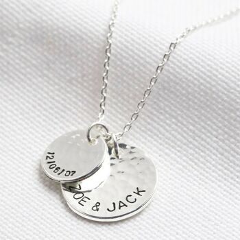 Personalised Hammered Double Disc Charm Necklace, 3 of 8