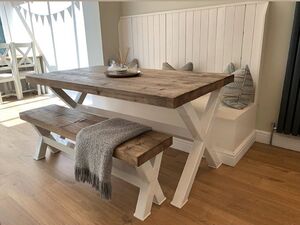 Reclaimed Industrial Xx Dining Table White 645