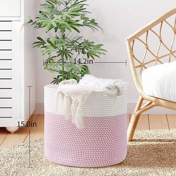 Pink Baby Nursery Laundry Basket Soft Storage Bin, 2 of 5