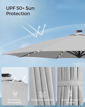 Garden Parasol Umbrella Solar Powered LED Lights Upf50+, 7 of 12