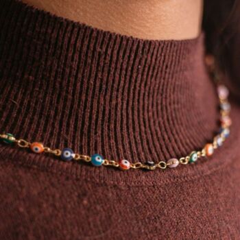 Colourful Evil Eye Beaded Necklace Choker, 3 of 3