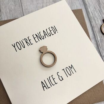 Personalised Wooden Ring Engagement Card, 2 of 2