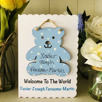Personalised New Baby Boy Card Welcome World Keepsake, 5 of 6