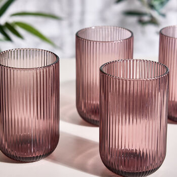 Palermo Set Of Four Amethyst Ribbed Highball Tumblers, 4 of 5