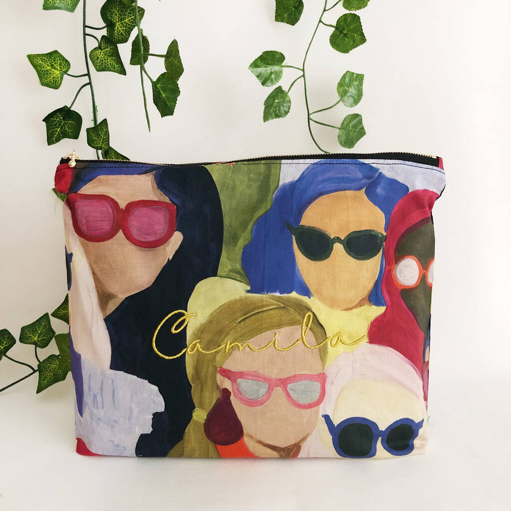 Personalised Printed Cotton Make Up Pouch Bag With Zip, 1 of 5