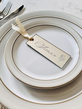 Luxury Mirrored Bespoke Place Name Tag Gold Silver, 9 of 9