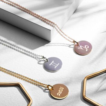 Personalised Rose Gold Plated Zodiac Symbol Necklace, 2 of 11