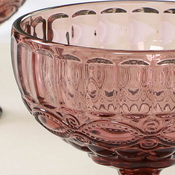 Set Of Four Pink Aurielle Glass Footed Dessert Bowls, 2 of 3