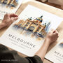 Melbourne Australia City Landmark Travel Poster, thumbnail 1 of 7