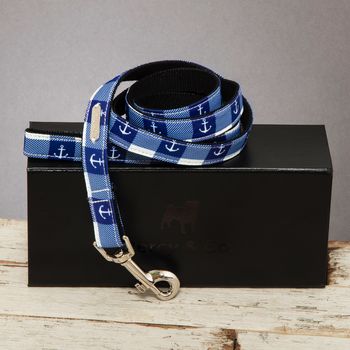 The New Anglesey Blue White Checked Dog Lead, 2 of 3