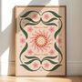 ‘Blossom Soleil’, Botanical Sun Art Print, Floral Celestial Yoga Poster, thumbnail 1 of 3