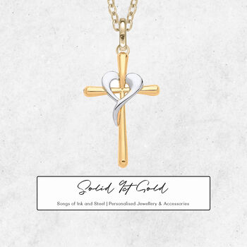 Heart Cross Necklace In 9ct Mixed Gold, 3 of 10