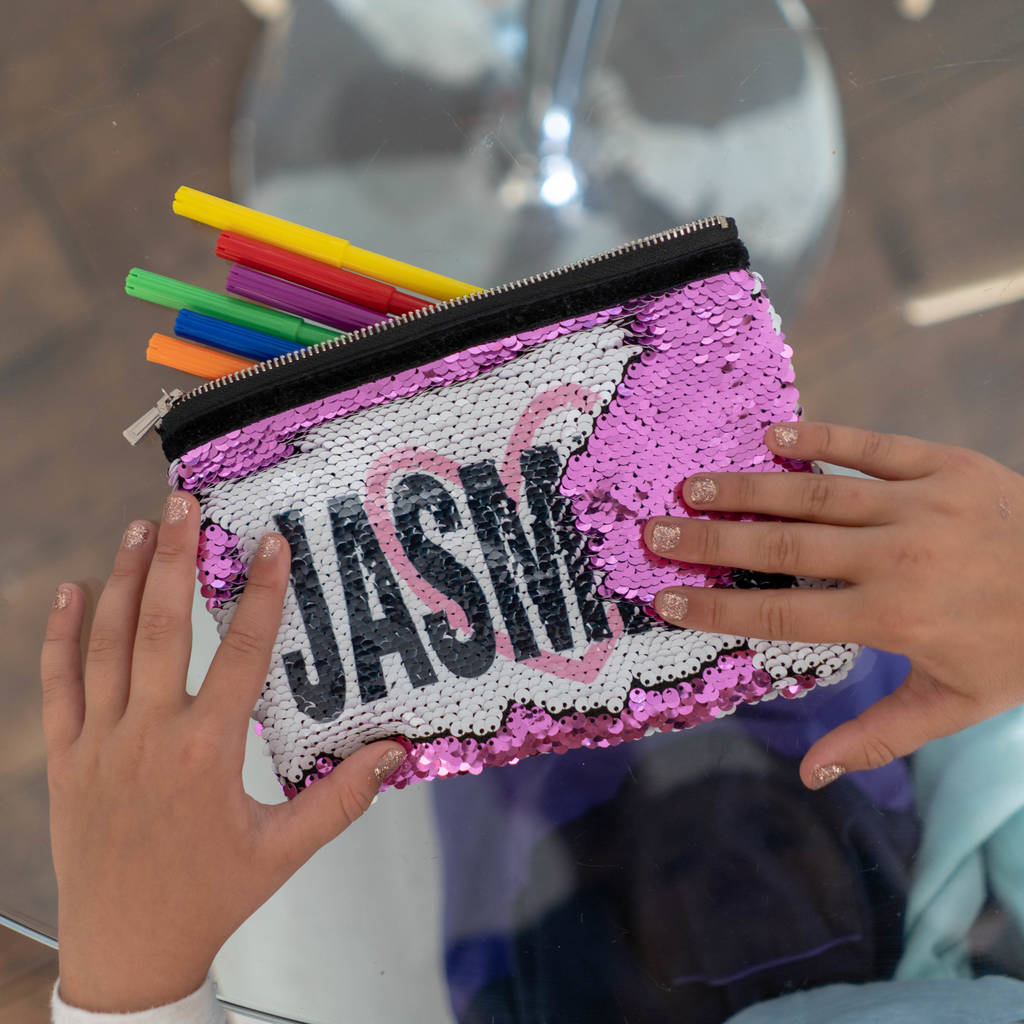 Personalised Sequin Pencil Case / Make Up Bag, 1 of 7