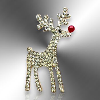 Reindeer Rhinestone Christmas Brooch Pin, 3 of 8