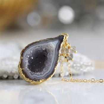 Grey Geode And Diamond Long Necklace, 5 of 10