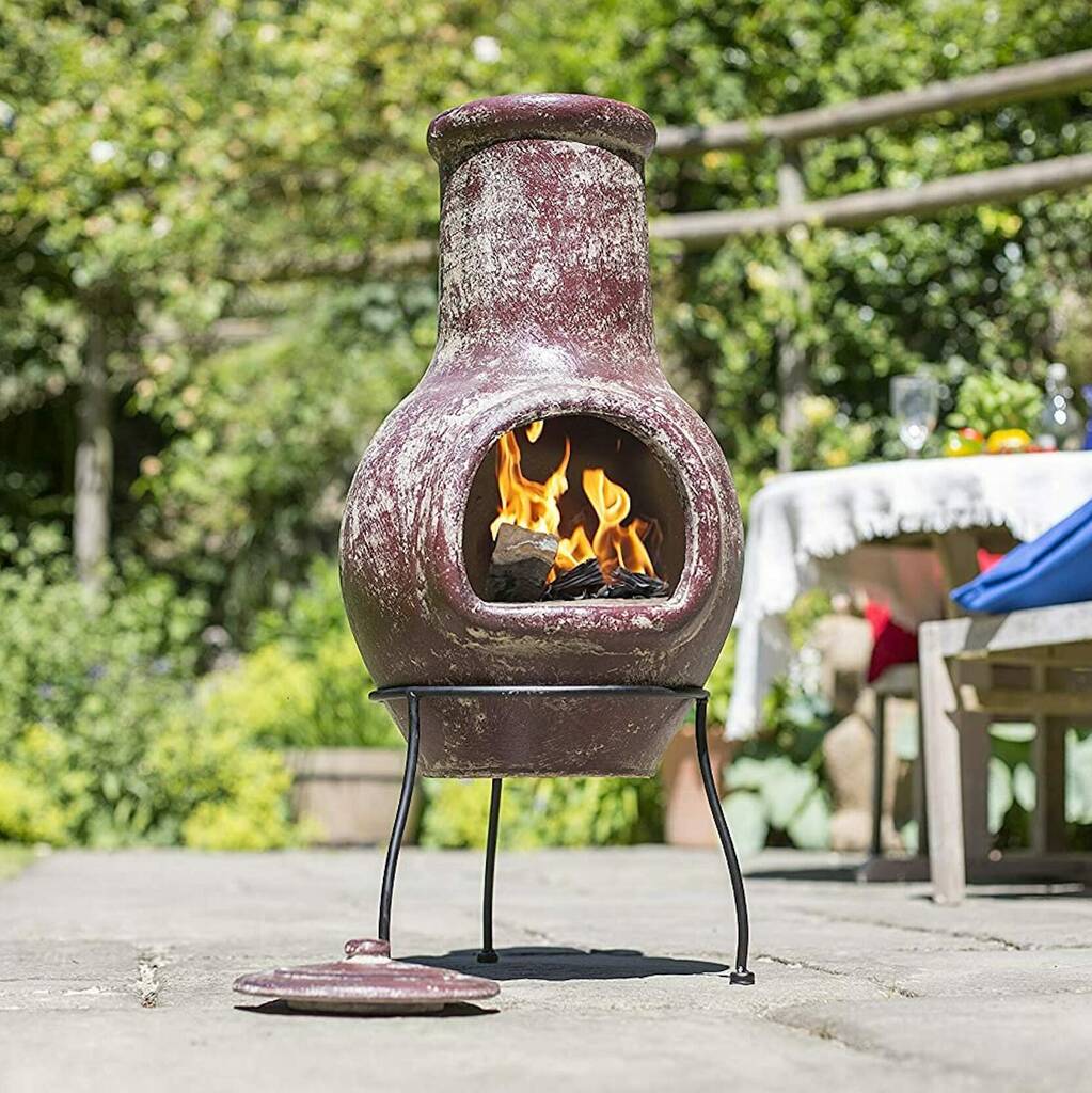 Plain Clay Chiminea Medium Mottled Red By Garden Leisure ...