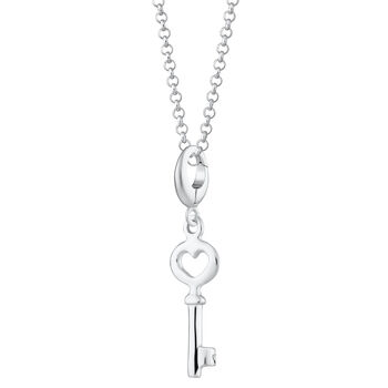 Sterling Silver Key Charm Necklace, 2 of 6