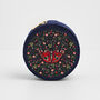 Navy Butterfly Velvet Embroidered Circle Jewellery Box, thumbnail 1 of 6