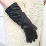 Audrey. Women's Ruched Long Leather Gloves, thumbnail 6 of 12