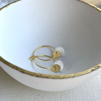 Gold Plated / Sterling Silver Double Disc Hoop Earrings, 2 of 7