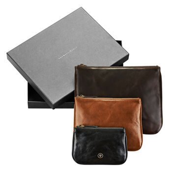 Set Of Three Leather Pouches Gift Set 'Siena Group', 5 of 7