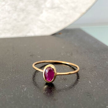 18ct Glod Classic Ruby Cabochon Ring, 6 of 7