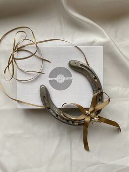 Personalised North Star And Pearl Lucky Wedding Horseshoe, 6 of 6