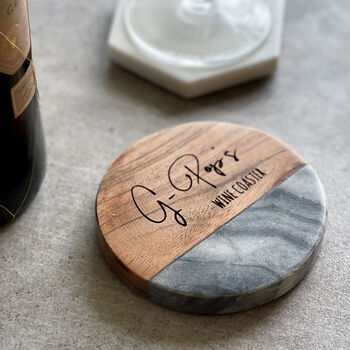 Personalised Marble And Acacia Coaster, 5 of 8