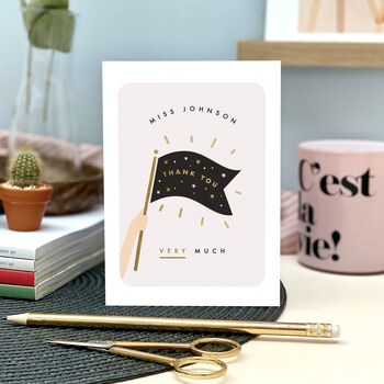 Personalised Gold Foil Thank You Flag Card, 4 of 6