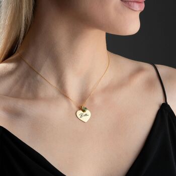 Sterling Silver Heart Name Necklace With Birthstone, 3 of 8