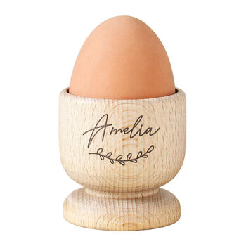 Personalised Name Botanical Wooden Egg Cup, 5 of 6