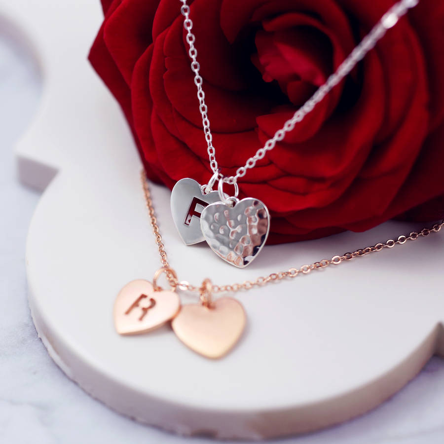 double heart necklace by j&s jewellery | notonthehighstreet.com