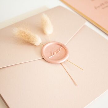 Blush Pink And Gold Bunny Tails Wedding Invitation, 6 of 9