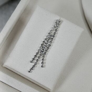 Delicate Bridal Jewelry Set: Teardrop Cubic Zirconia Necklace And Earrings, 4 of 5