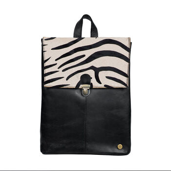 Zebra Print And Black Leather Yale Backpack, 2 of 8