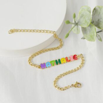 Custom Colored Enamel Name Charm Bracelet, 8 of 11