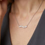 Nami 925 Sterling Silver Plated Cz Stone Wave Necklace, thumbnail 5 of 6