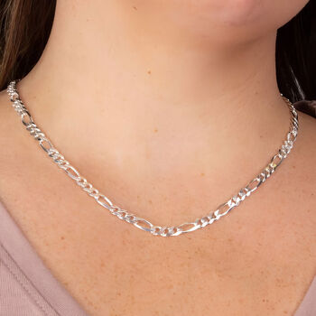 Mens Sterling Silver Light Figaro Chain Necklace, 3 of 8