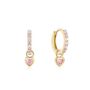 18 K Gold Plated Baby Pink Heart Huggie Earrings, thumbnail 1 of 8