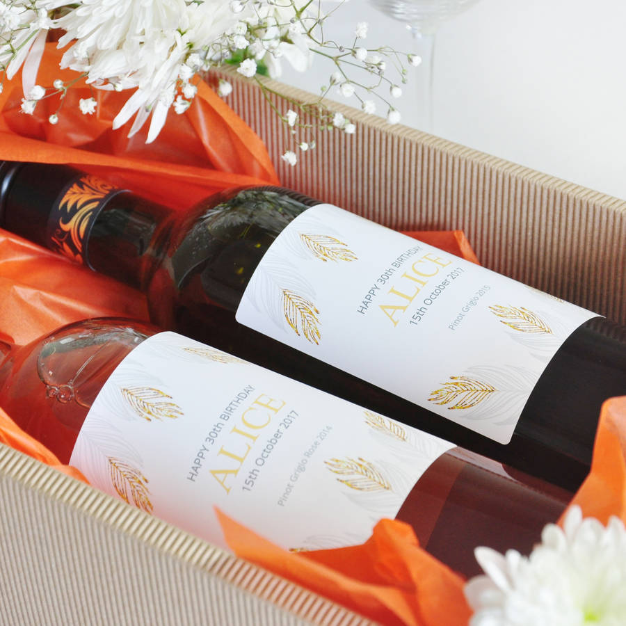 Personalised Pinot Grigio Wine Lovers Double Gift Pack By BOTTLE BAZAAR