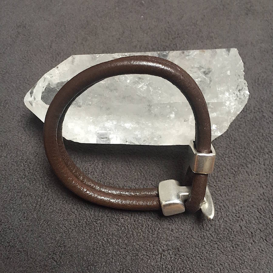 Plutus Silver Plated Leather Mens Bracelet By Bobby Rocks