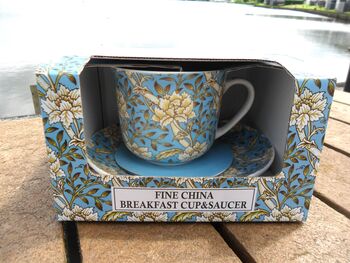 Large Cup And Saucer In Blue Chrysanthemum Design, 4 of 11