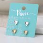 Silver And Gold Plated Heart Stud Earrings Set, thumbnail 2 of 3