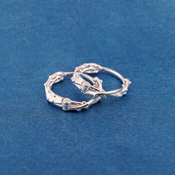 Silver Thorn Huggie Hoops, Minimalistic Everyday Hoops, 4 of 7