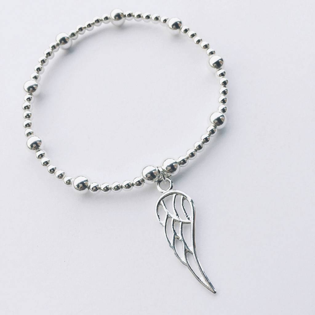 Sterling Silver Angel Wing Charm Bracelet By Flawless