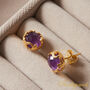 Purple Amethyst Textured Gold And Silver Stud Earrings, thumbnail 8 of 11