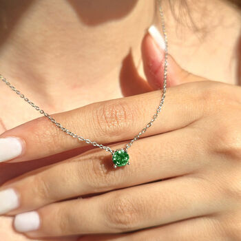 Emerald Moissanite Crystal Sterling Silver Necklace, 4 of 6