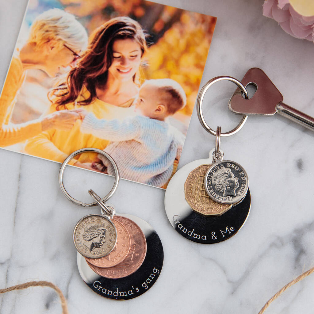 Image of 'Grandma And Me' Keyring, silver