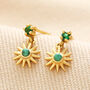 Sterling Silver Green Crystal Sun Drop Earrings, thumbnail 6 of 8