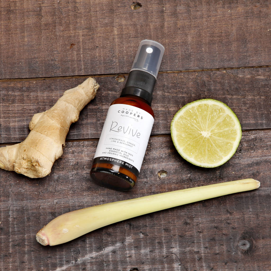 lemongrass, ginger, lime and bergamot revive mist by made by coopers